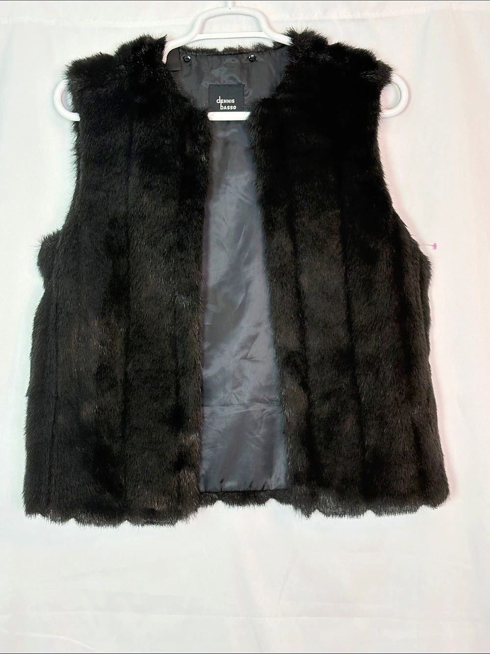 Dennis Basso Faux Fur Vest in Black Size Medium Like New